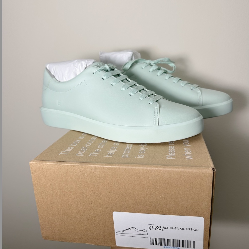 Everlane ReLeather Tennis Shoe - Lily Mint- Women Size 10- NWB - Picture 6 of 9